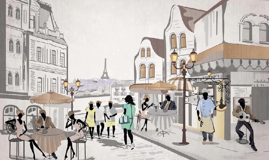 Papier peint français Paris café en terrasse