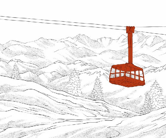 Papier peint La Plagne télécabine rouge