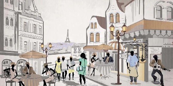 Papier peint français Paris café en terrasse