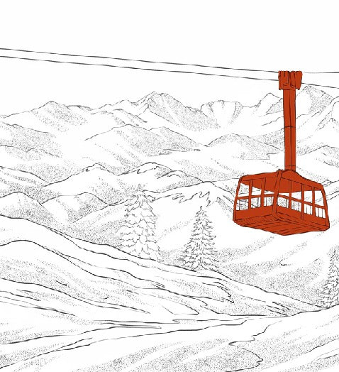 Papier peint La Plagne télécabine rouge
