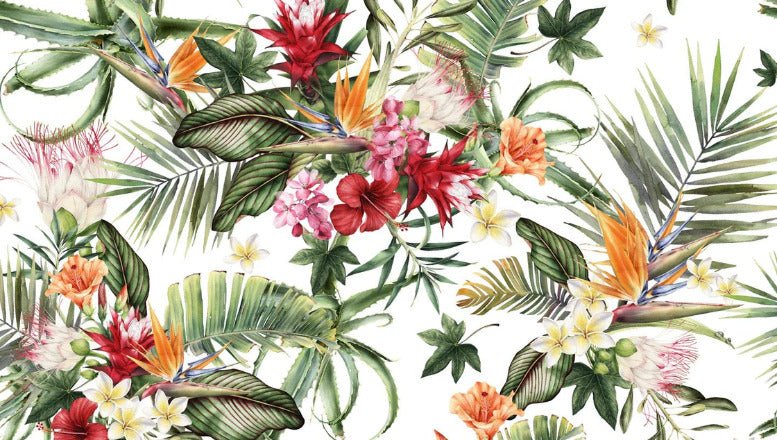 Papier peint tropical & Fleurs colorées