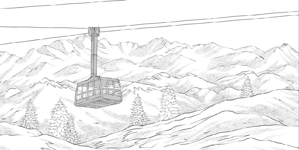 Papier peint La Plagne télécabine noir et blanc