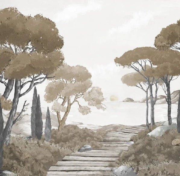 Papier peint balade dans les calanques brun