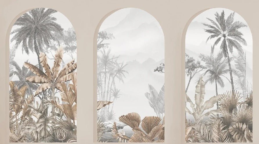 Papier peint arches tropicales sépia