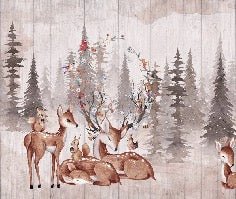 Papier peint chambre enfant douces biches