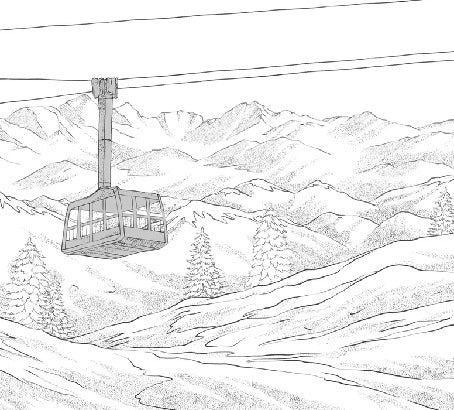 Papier peint La Plagne télécabine noir et blanc