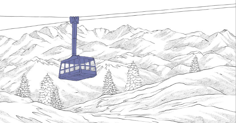 Papier peint La Plagne télécabine bleu