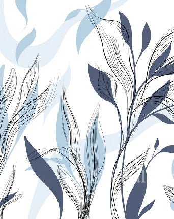 Papier peint fleur graphique bleu