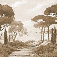 Papier peint balade dans les calanques monochrome