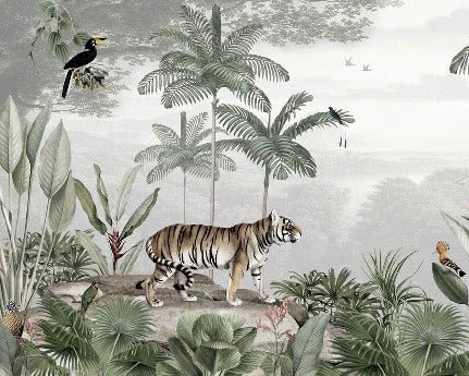 Papier peint jungle des félins