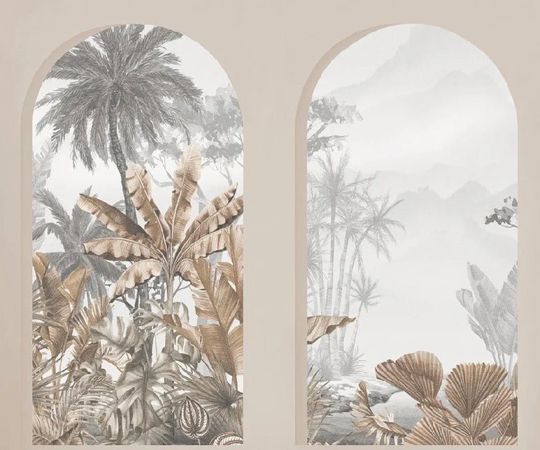 Papier peint arches tropicales sépia