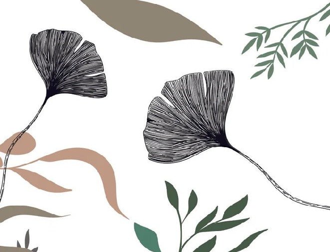 Papier peint ginkgo artiste floral