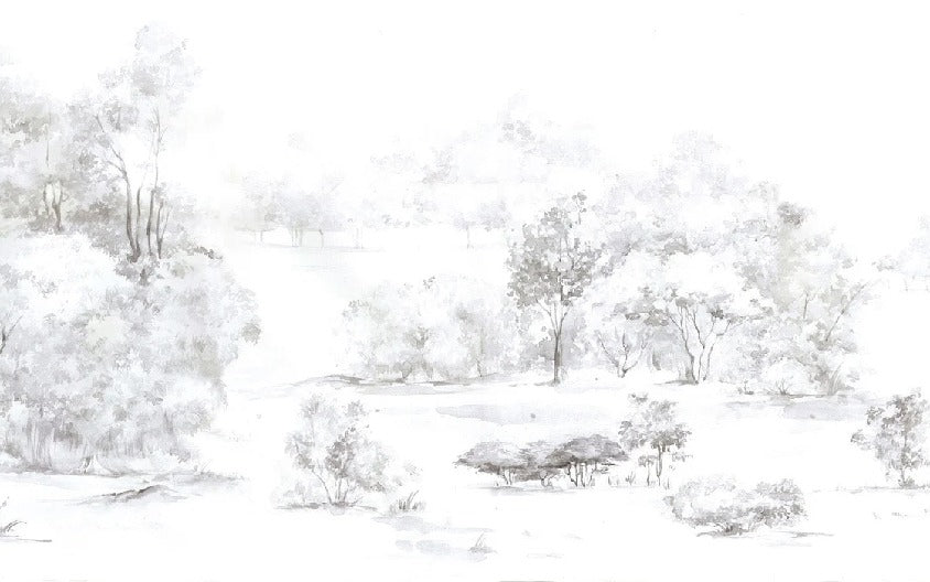 Papier peint forêt de pin aquarelle