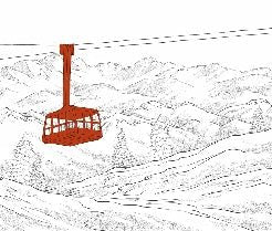 Papier peint La Plagne télécabine rouge