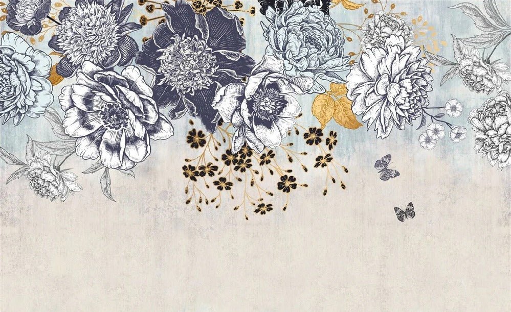 Papier peint floral retro