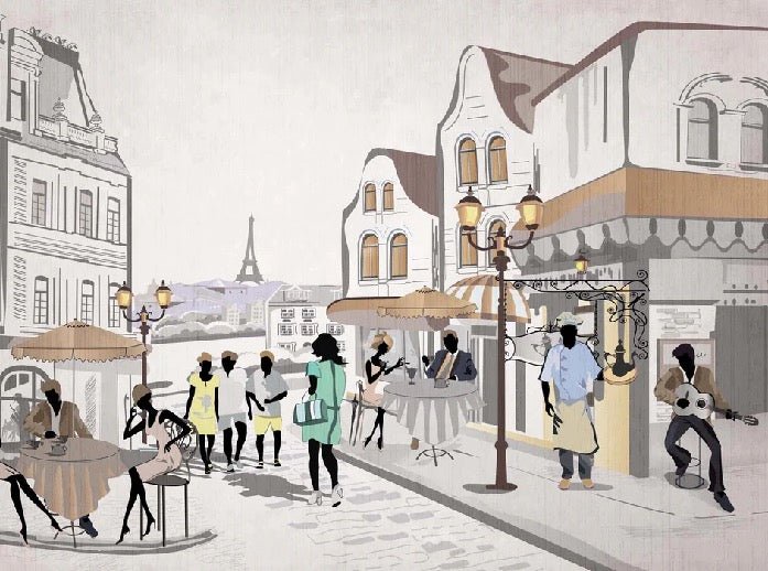 Papier peint français Paris café en terrasse