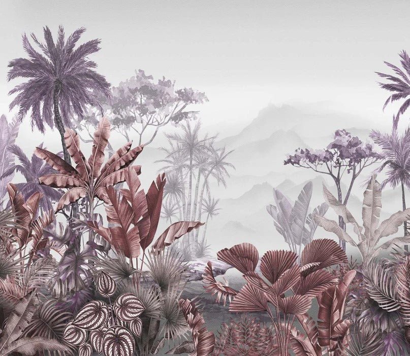 Papier peint toilette tendance tropical violet
