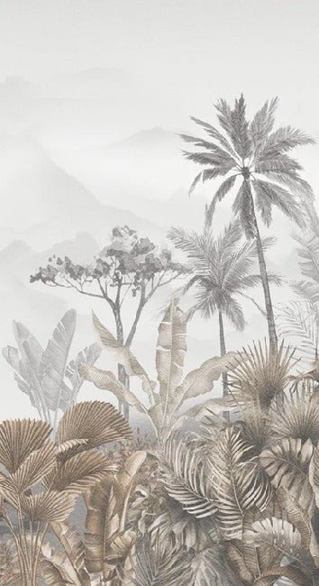 Papier peint wc tendance tropical sépia