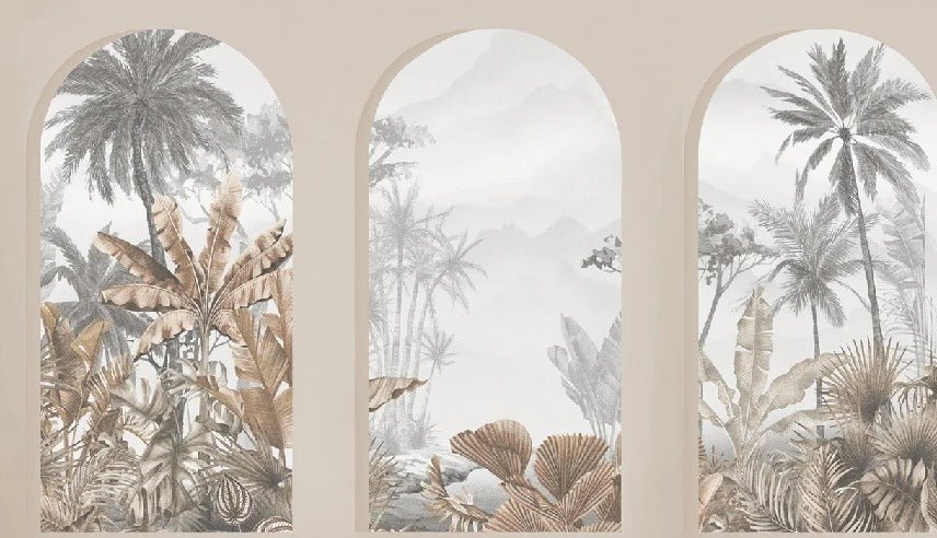 Papier peint arches tropicales sépia