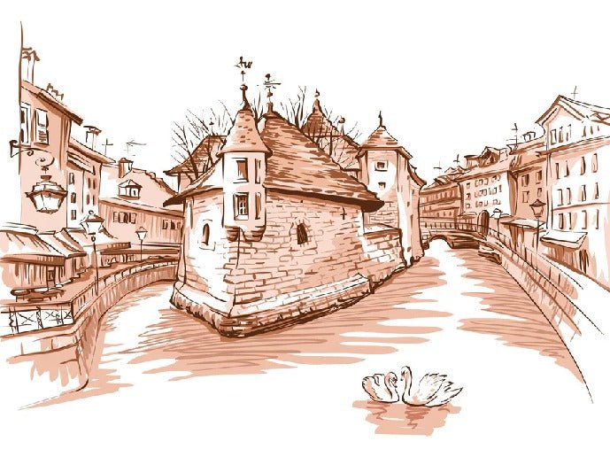 Papier peint Venise des Alpes terracotta