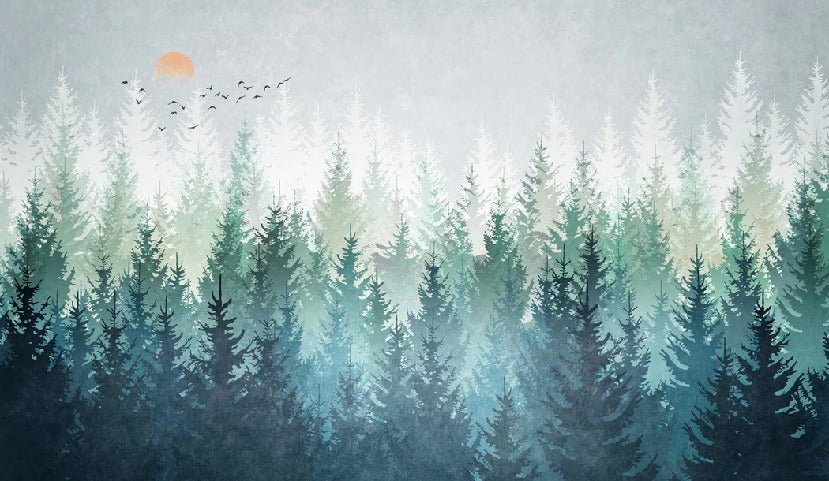 Papier peint forêt canadienne abstrait