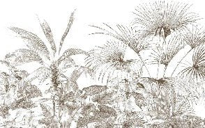 Papier peint tropical gravure monochrome