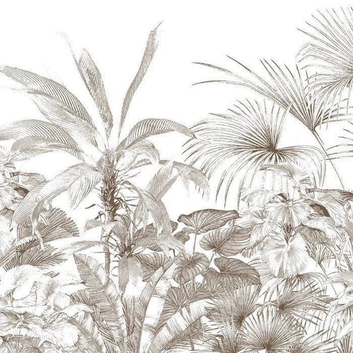Papier peint tropical gravure monochrome