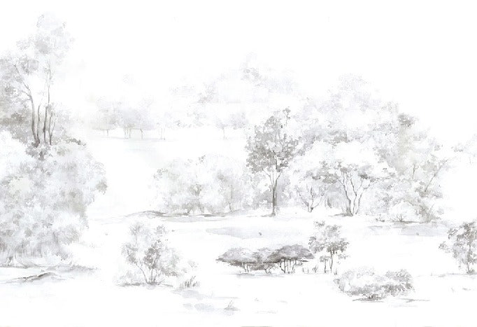 Papier peint forêt de pin aquarelle