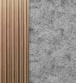 Papier peint imitation béton et tasseau chêne, XXL, tendance