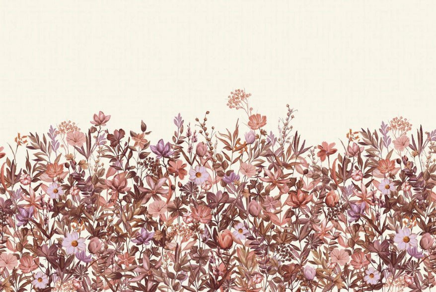 Papier peint fleurs au pinceau