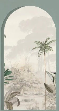 Papier peint arches luxuriantes vert