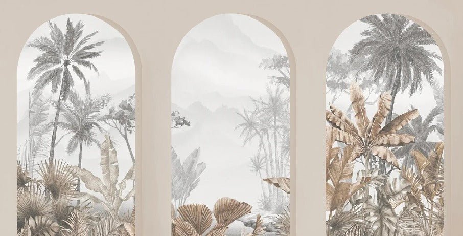 Papier peint arches tropicales sépia