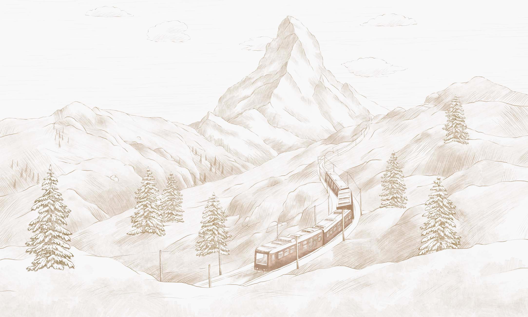 Papier peint panoramique Mont Cervin sépia, XXL, tendance