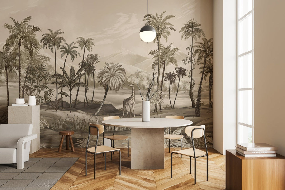 Papier peint jungle Zaphira sépia