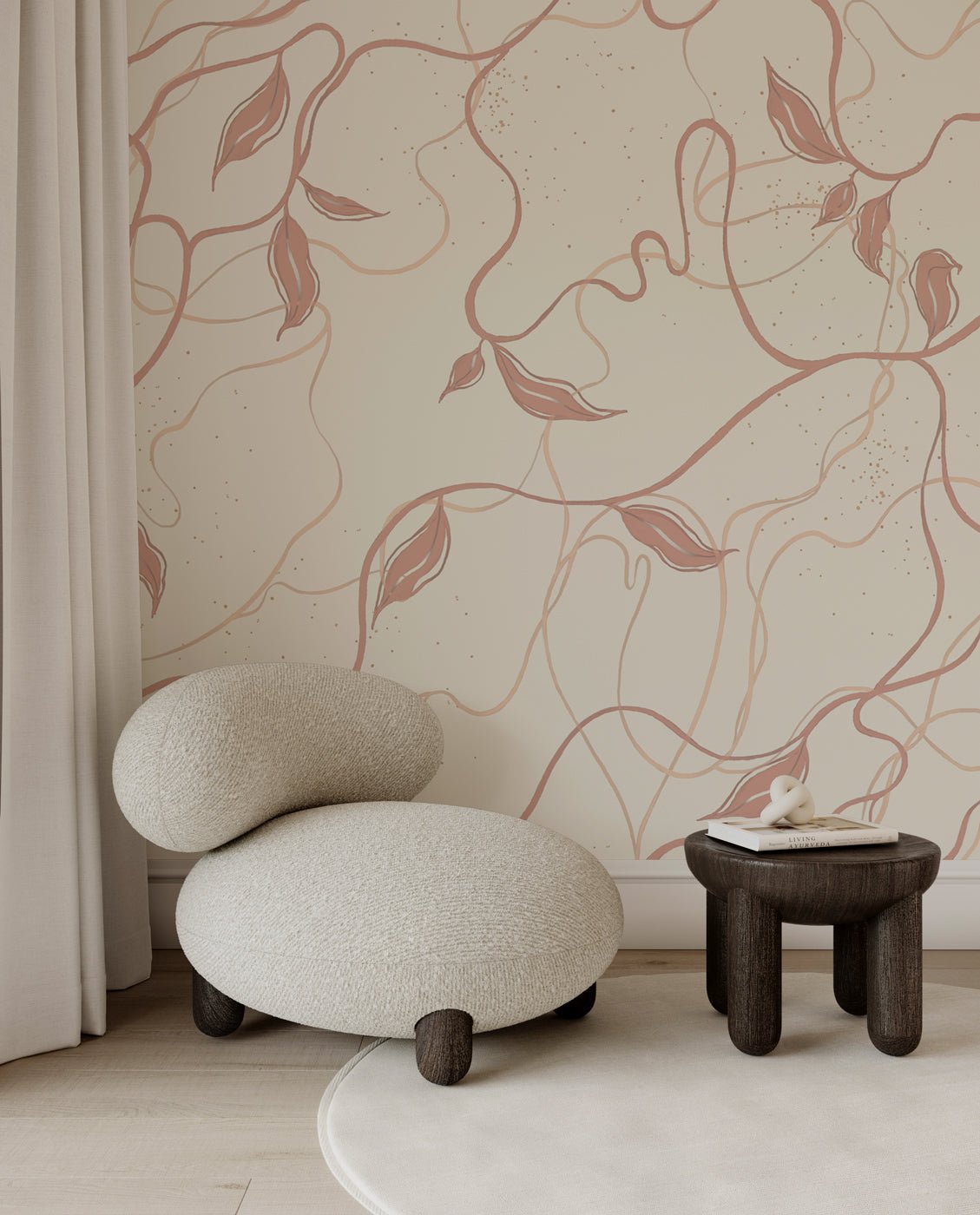 Papier peint végétal -  Lignes jasmin