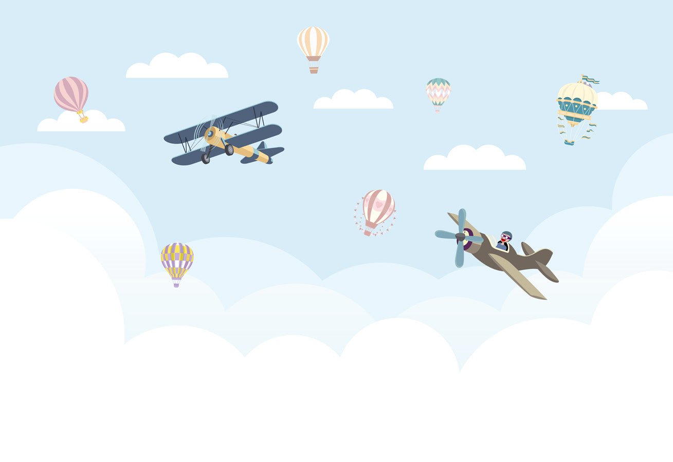 Papier peint Chambre enfant Avion Nuage, mural concept, tendance
