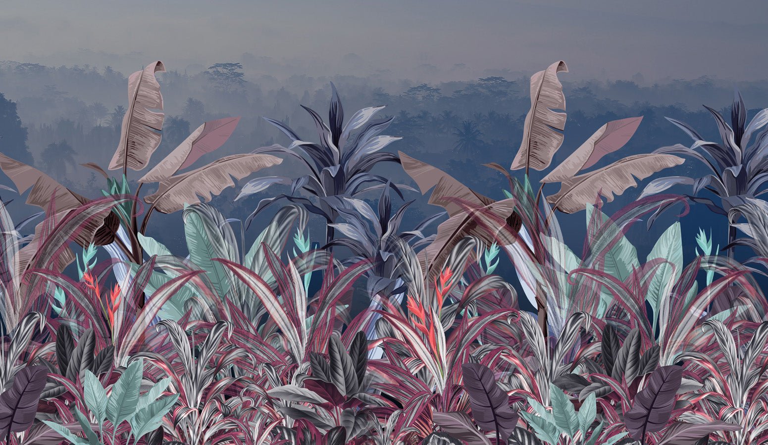 Papier peint panoramique éclat botanique, mural concept, tendance