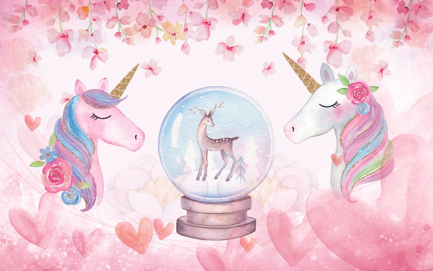 Papier peint chambre fille Licorne Girly, mural concept, tendance