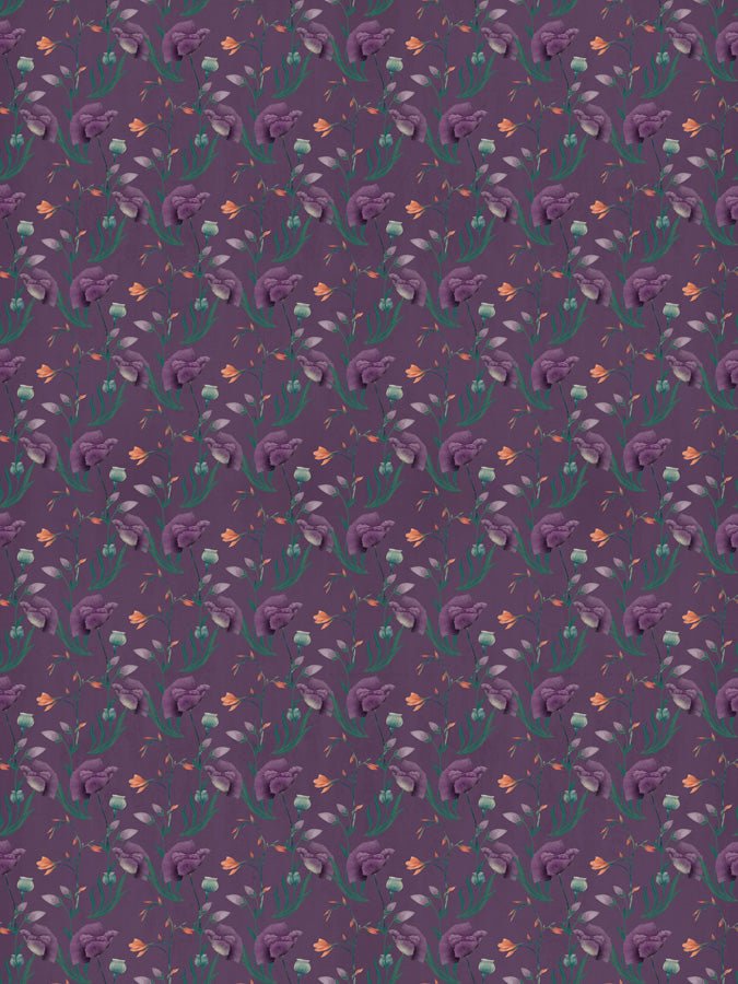 Papier peint floral purple, mural concept, tendance