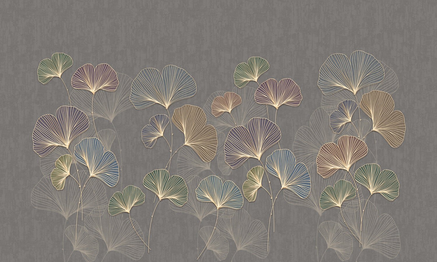 Papier peint panoramique ginkgo asie tendance, mural concept, tendance