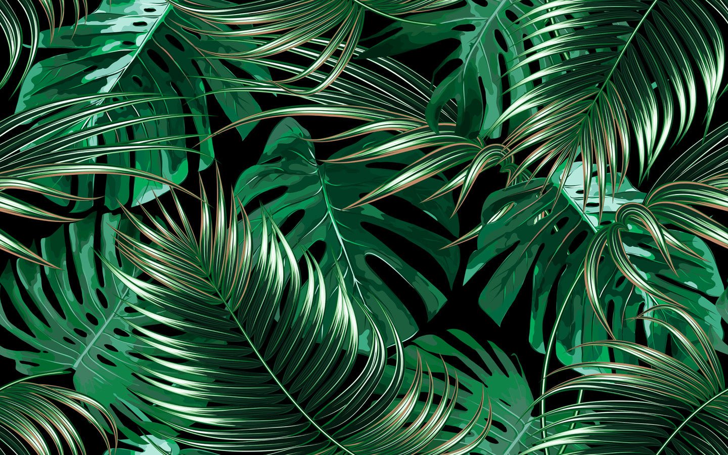 Papier peint intissé grandes feuilles vertes, mural concept, tendance