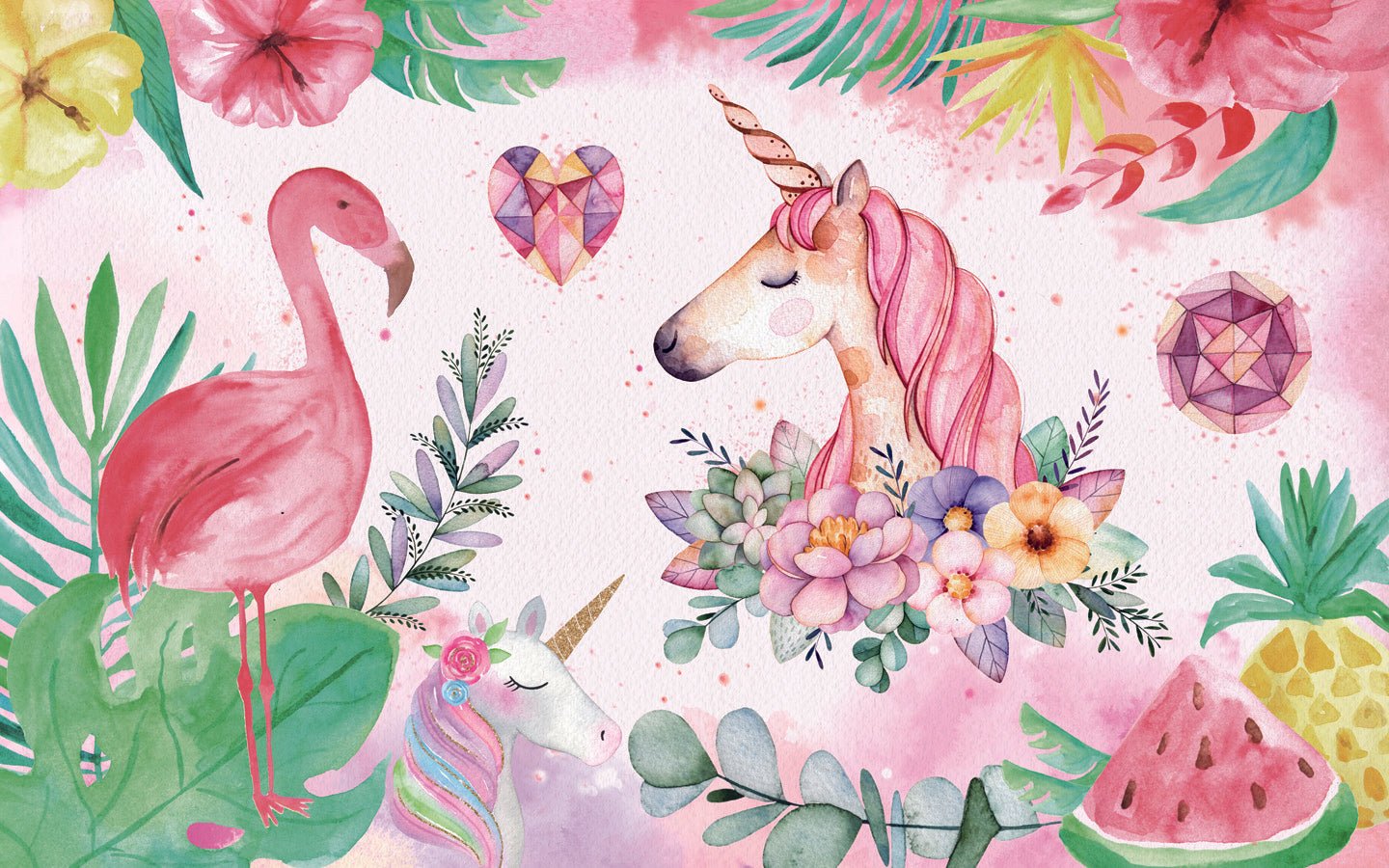 Papier peint Licorne pailletée, mural concept, tendance