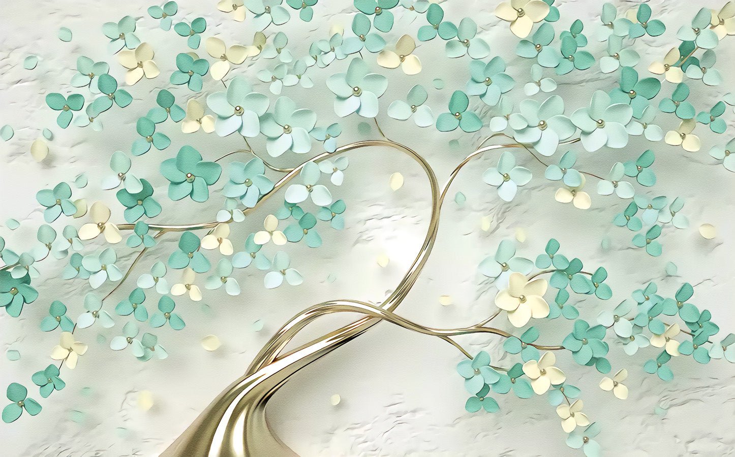 Papier peint Tree 3D Vert Gold, mural concept, tendance