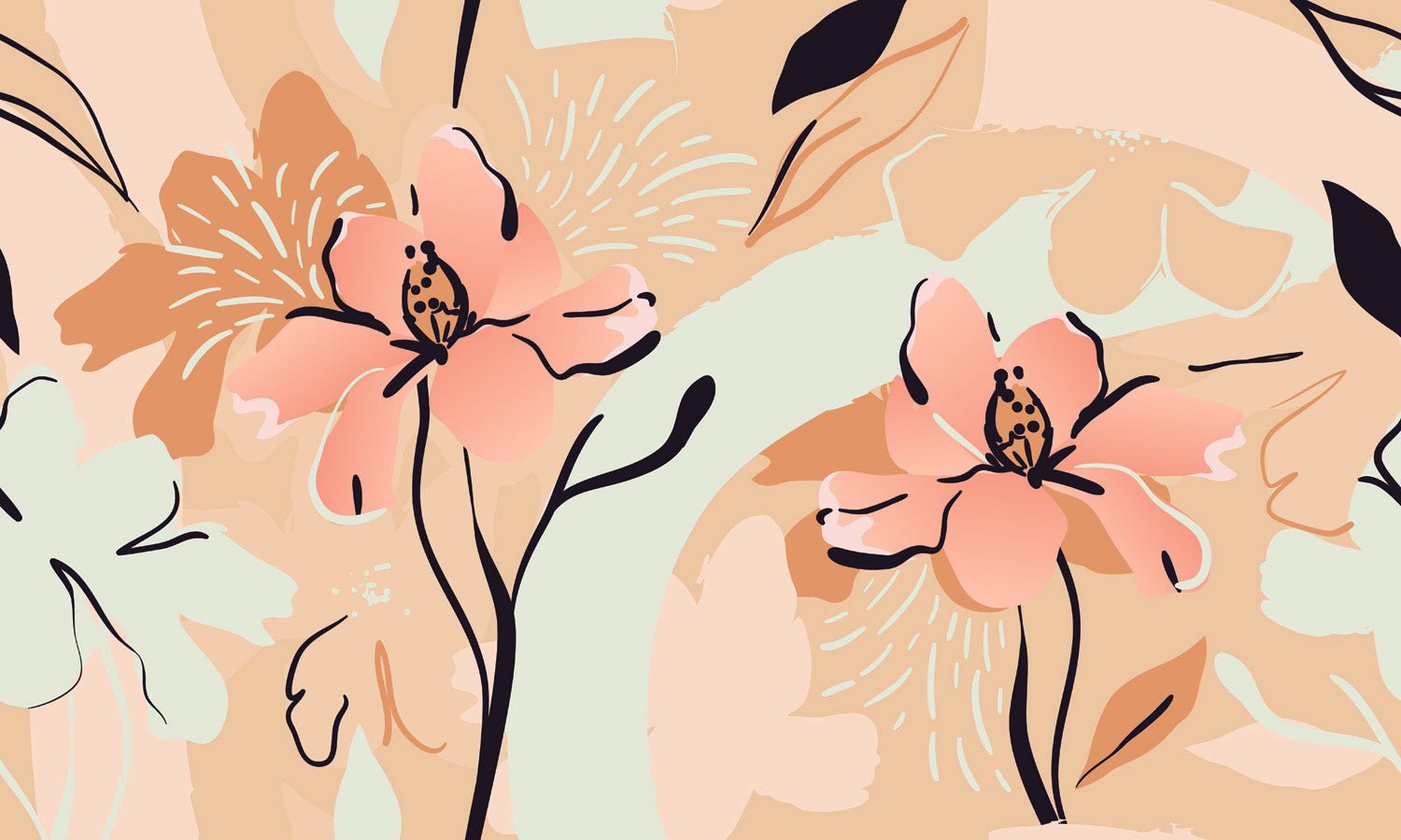 Papier peint yoga méditation fleur, mural concept, tendance