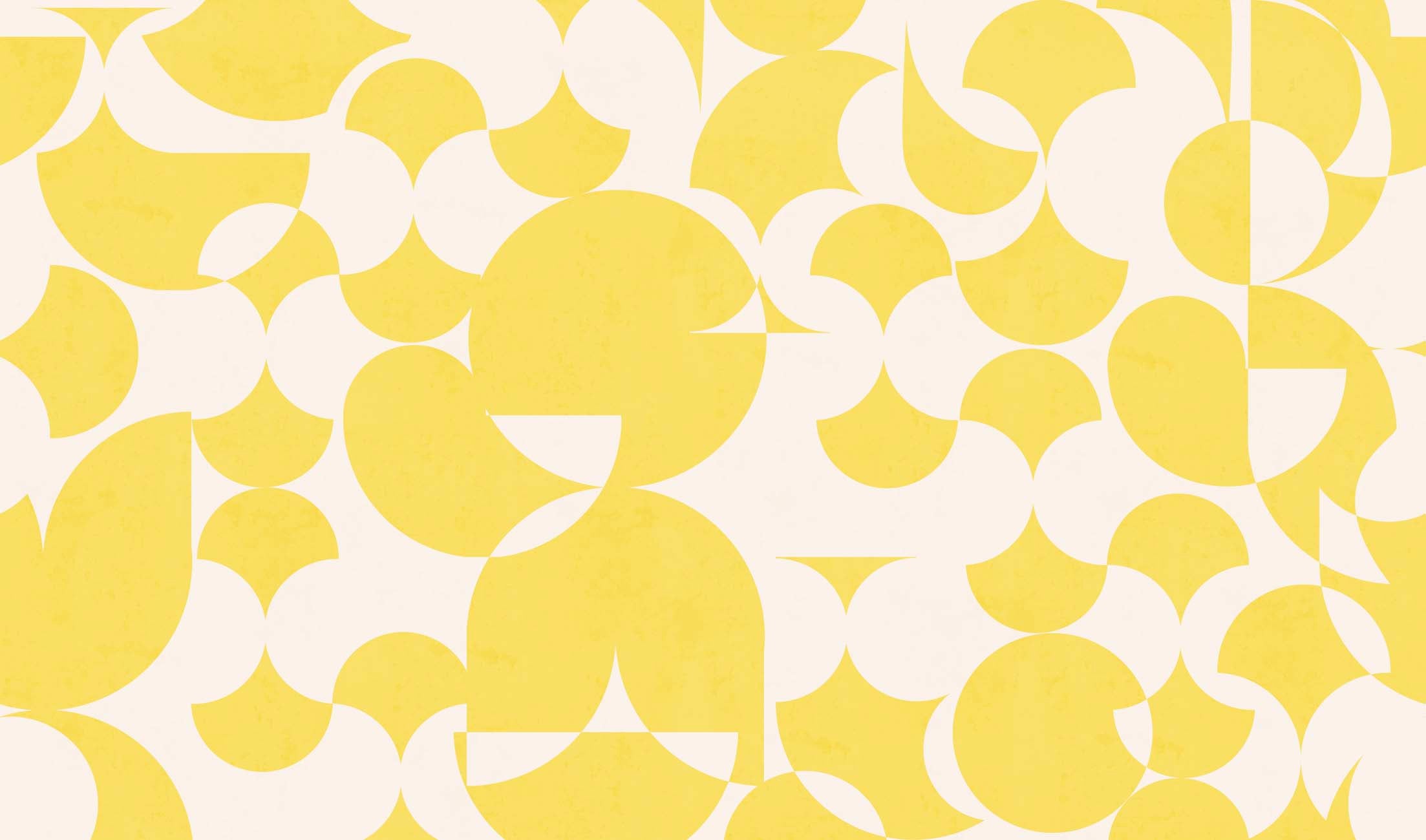 Papier peint rétro forme graphique jaune, XXL, tendance