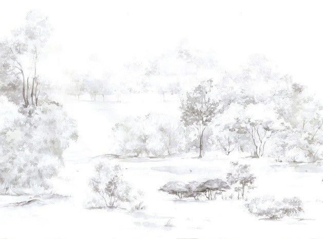 Papier peint forêt de pin aquarelle