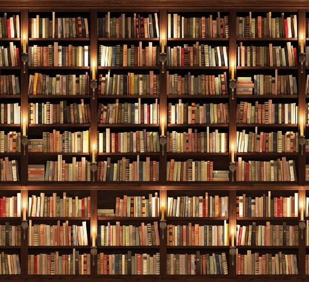 Papier peint trompe l'oeil Authentique Bibliothèque