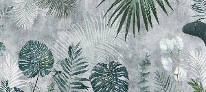 Papier peint wc Biophilic Jungle Monochrome