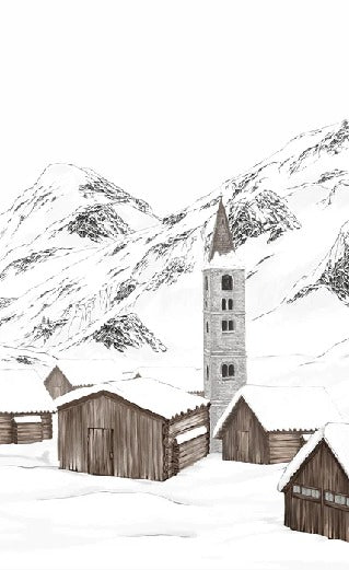 Papier peint village val d'Isère