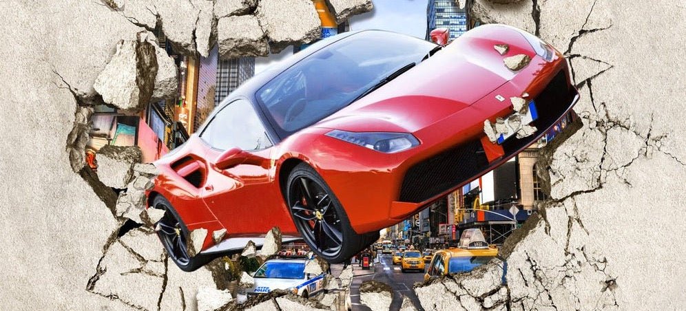 Papier peint Voiture Course Rouge 3D